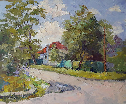 Oil painting House with a red roof Serdyuk Boris Petrovich 
