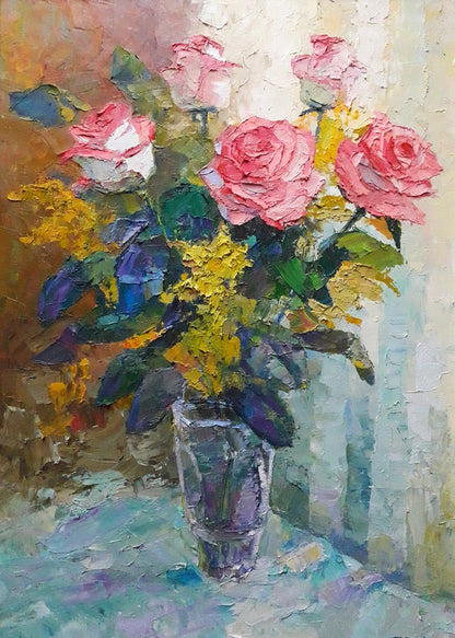 Oil painting Pink roses Serdyuk Boris Petrovich