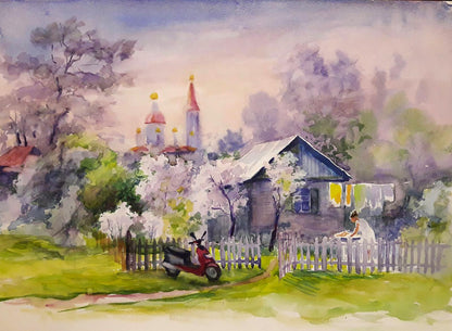 Watercolor painting Spring Serdyuk Boris Petrovich №SERB 595