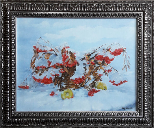 Oil painting Apples in the snow Korkishko Vasily