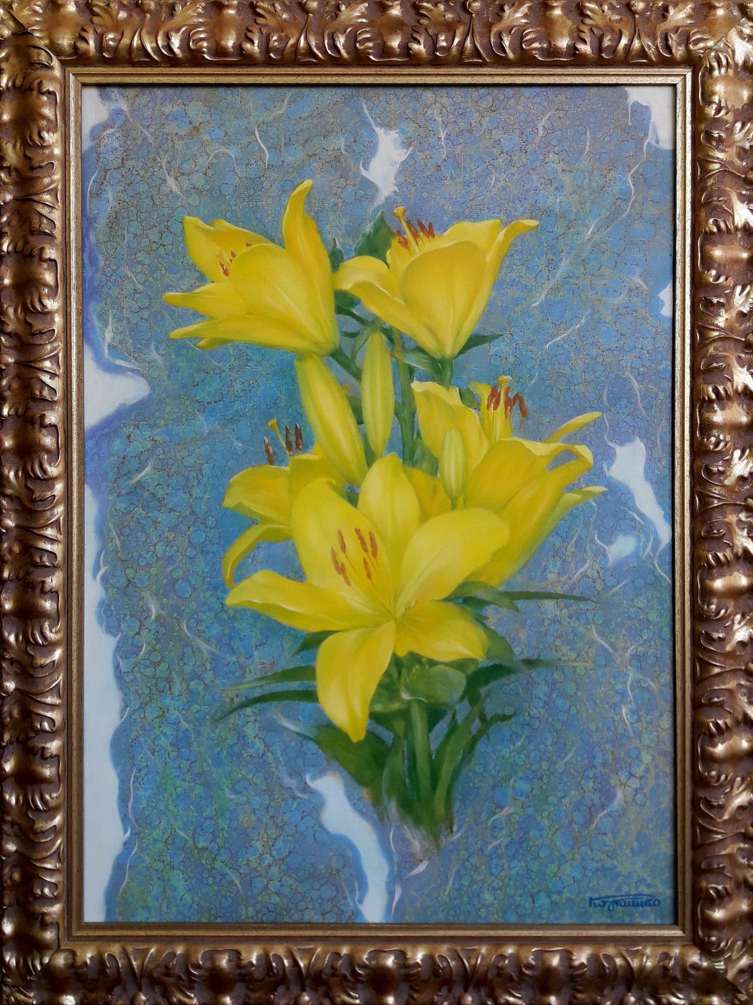 Oil painting Yellow lilies Vasily Korkishko