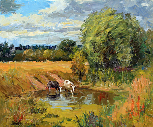 Oil painting At the waterpipe / Serdyuk Boris Petrovich
