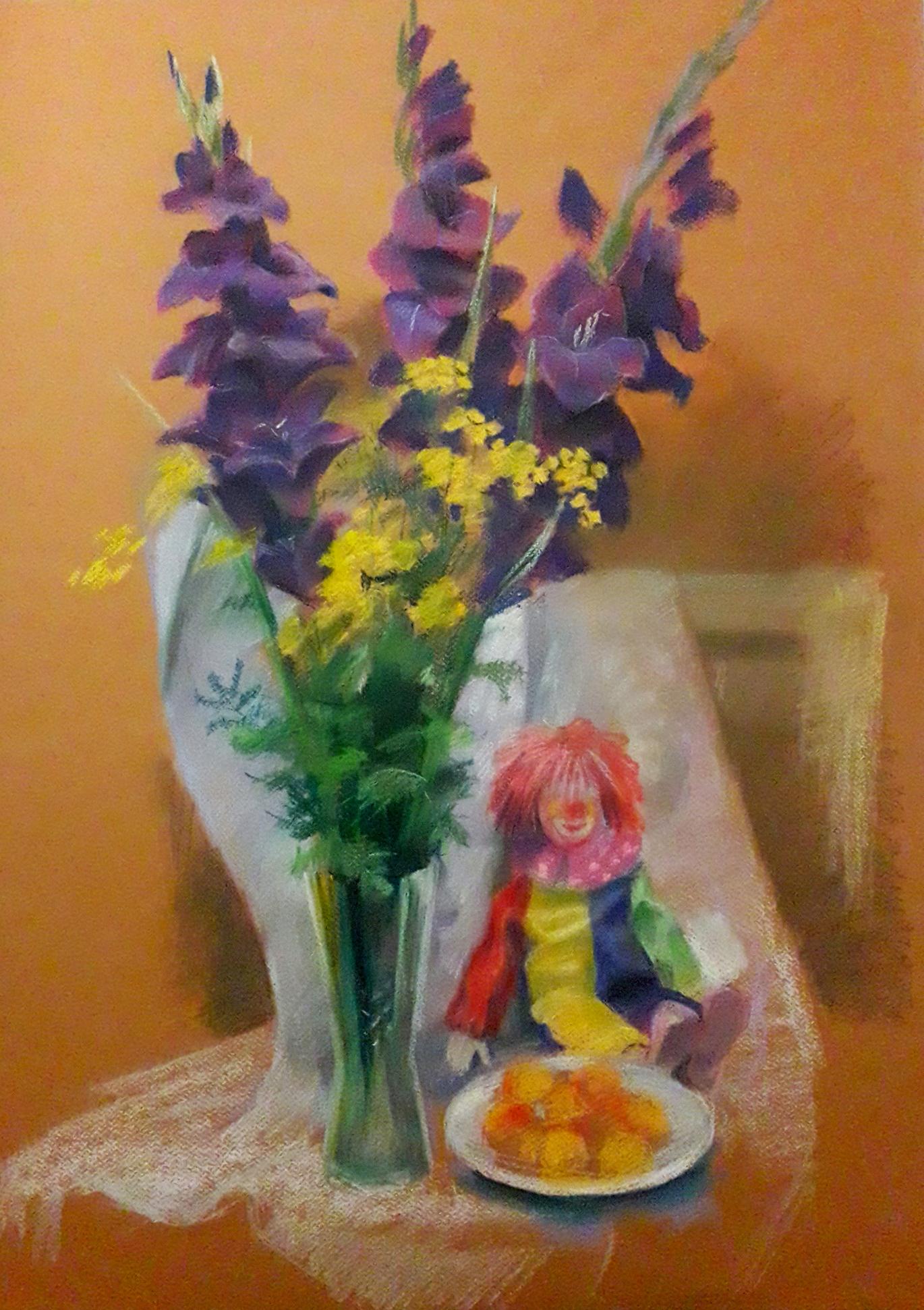 Pastel painting Still life with a clown Serdyuk Boris Petrovich