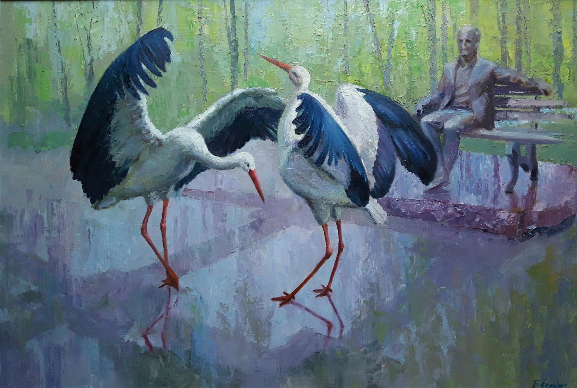 Oil painting In the city park Serdyuk Boris Petrovich