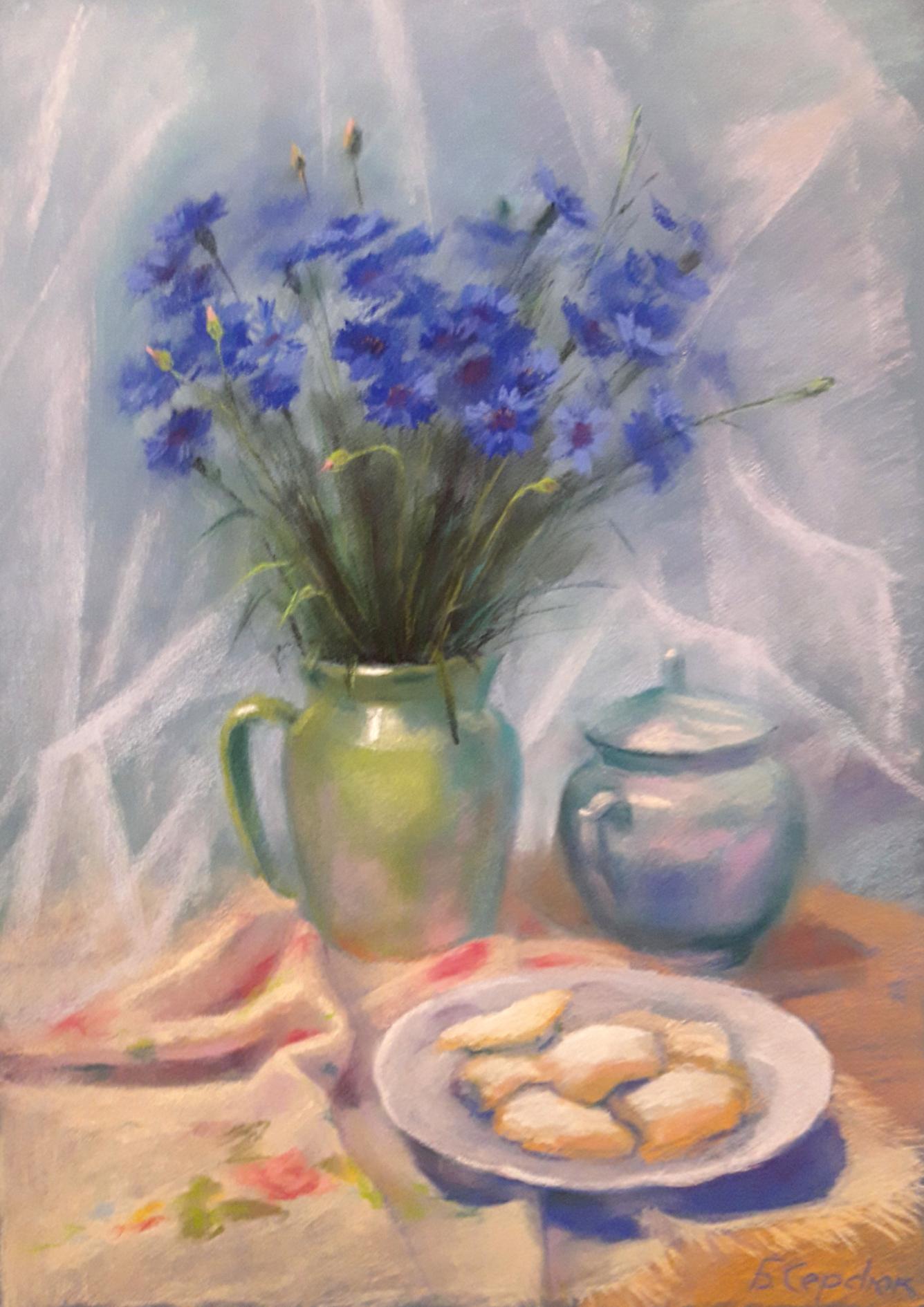 Pastel painting Cornflowers Serdyuk Boris Petrovich
