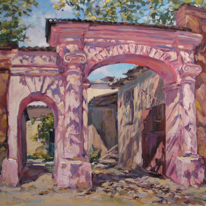 Oil painting Pink arch Osnach Olesia