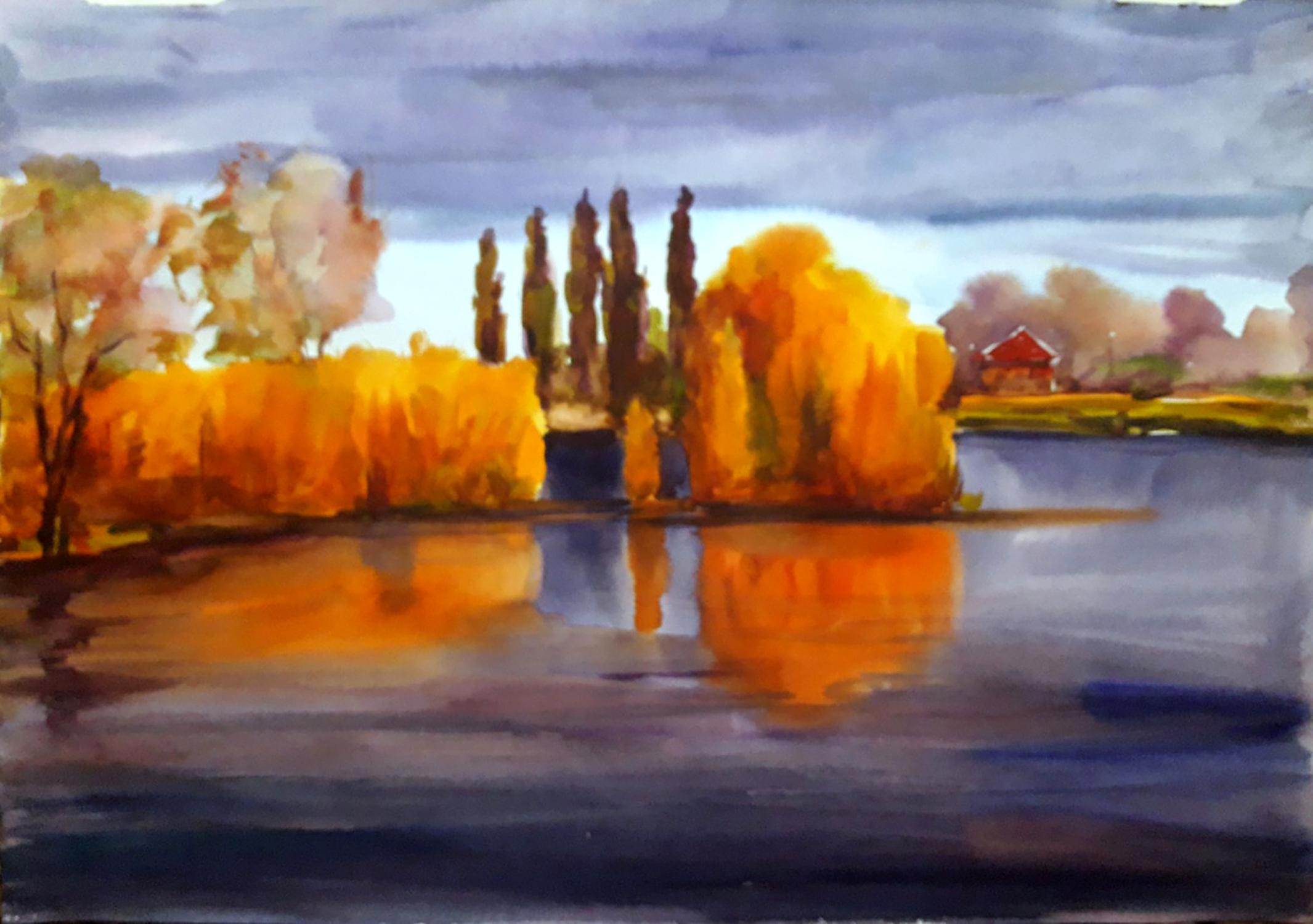 Watercolor painting River surface Serdyuk Boris Petrovich