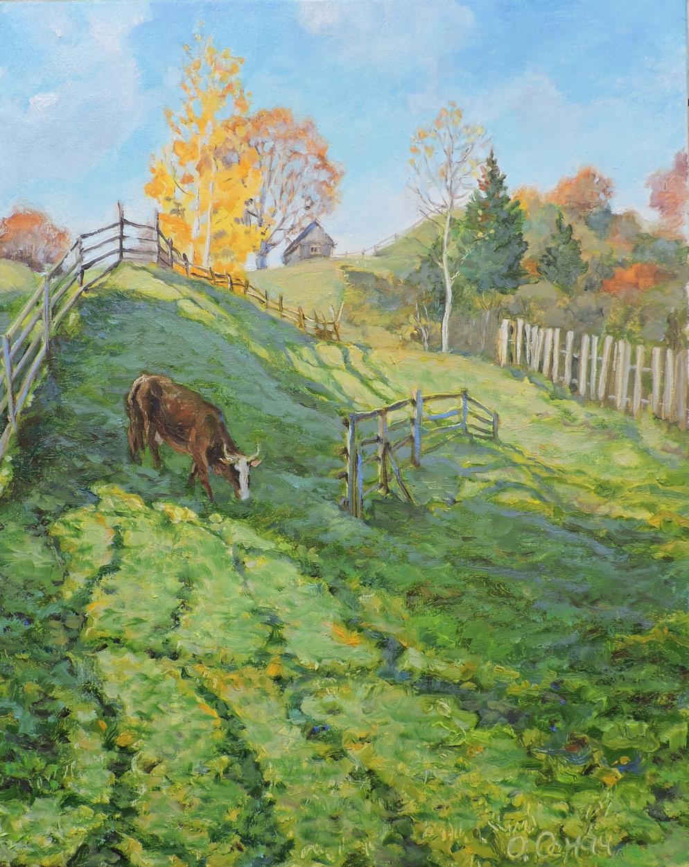 Oil painting In the pasture Osnach Olesia