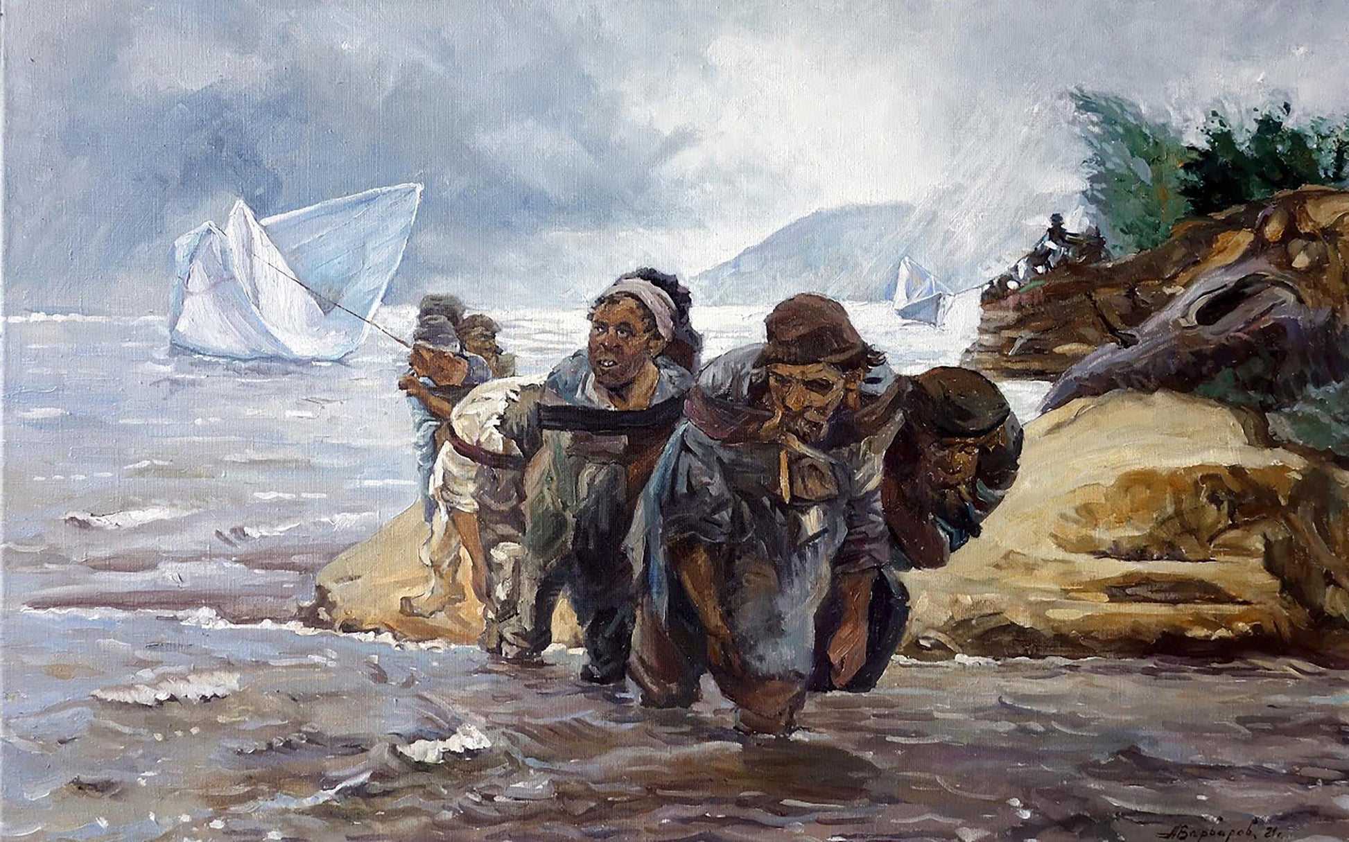 Oil painting On the Volga Varvarov Anatoly Viktorovich