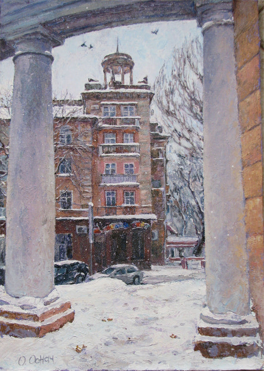 Oil painting One step to Suvorov Street Osnach Olesia