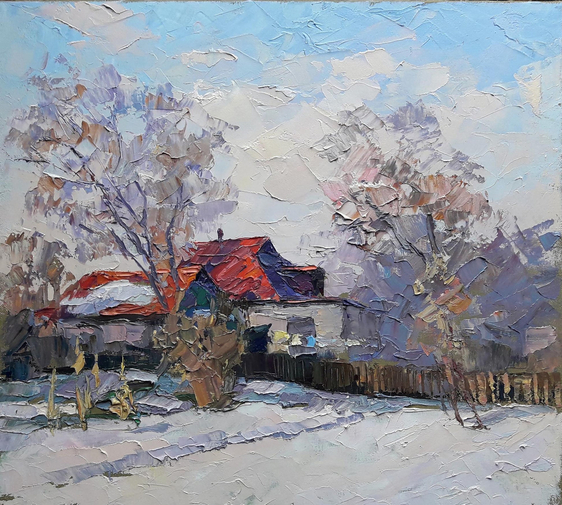 Oil painting House with a red roof Serdyuk Boris Petrovich