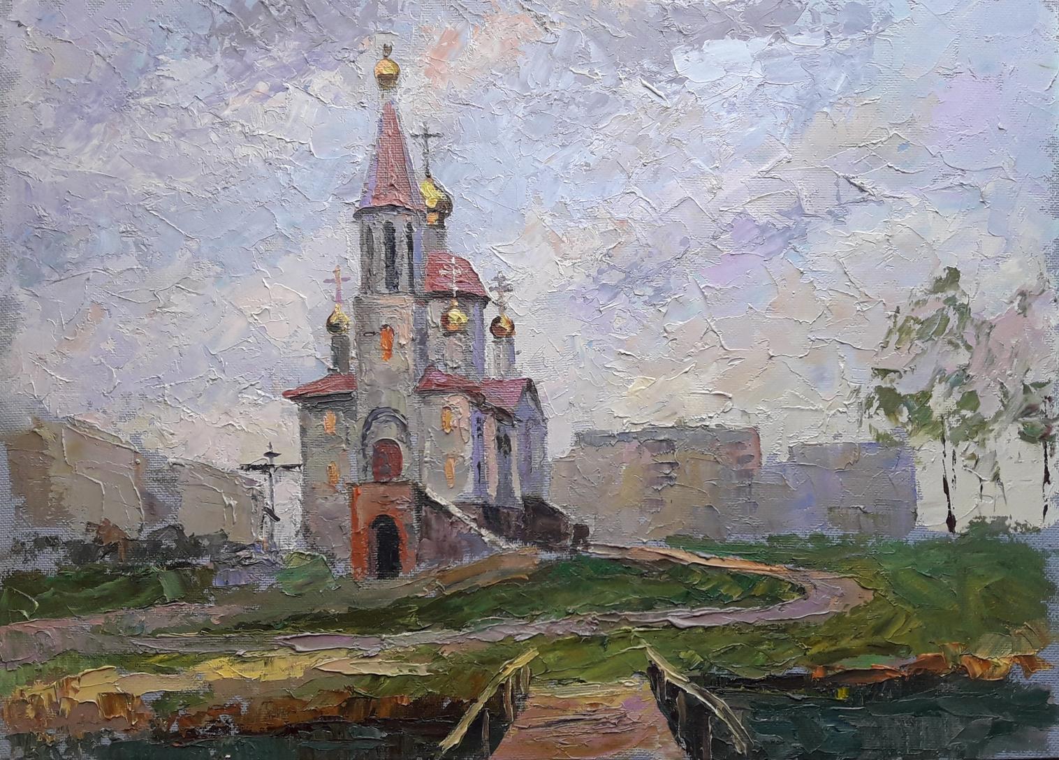 Oil painting Temple near the river Serdyuk Boris Petrovich
