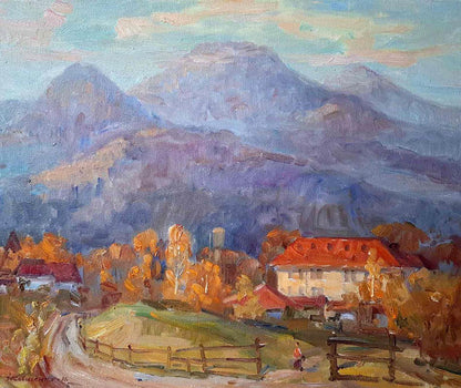 Oil painting Village in the mountains Kovalenko Ivan Mikhailovich
