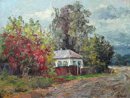 Oil painting Autumn in the village of Guta Serdyuk Boris Petrovich
