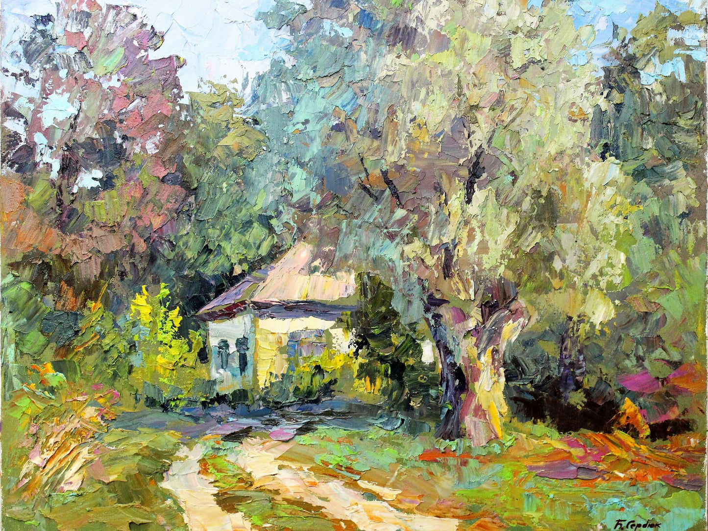 Oil painting Ukrainian village Serdyuk Boris Petrovich