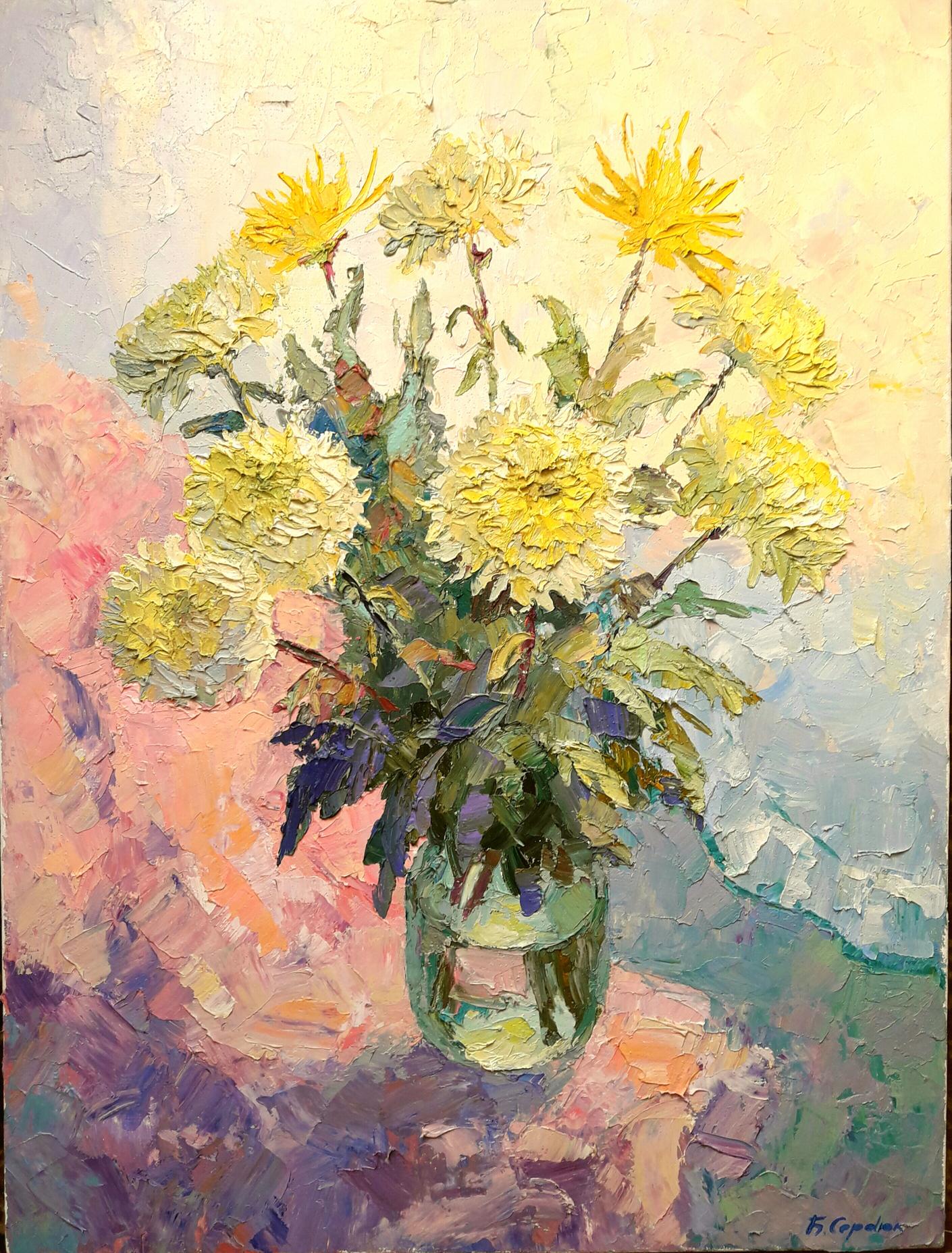 Oil painting Yellow chrysanthemum Serdyuk Boris Petrovich