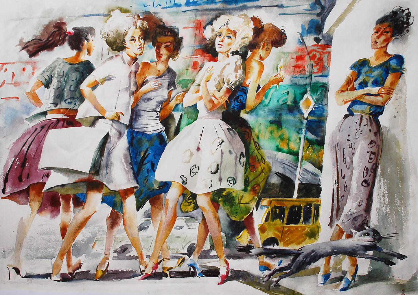 Watercolor painting Crosswalk Egor Shvachunov