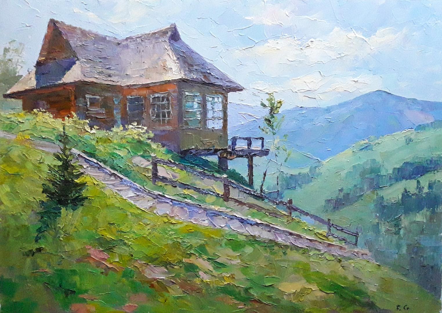 Oil painting Carpathian lodge Serdyuk Boris Petrovich