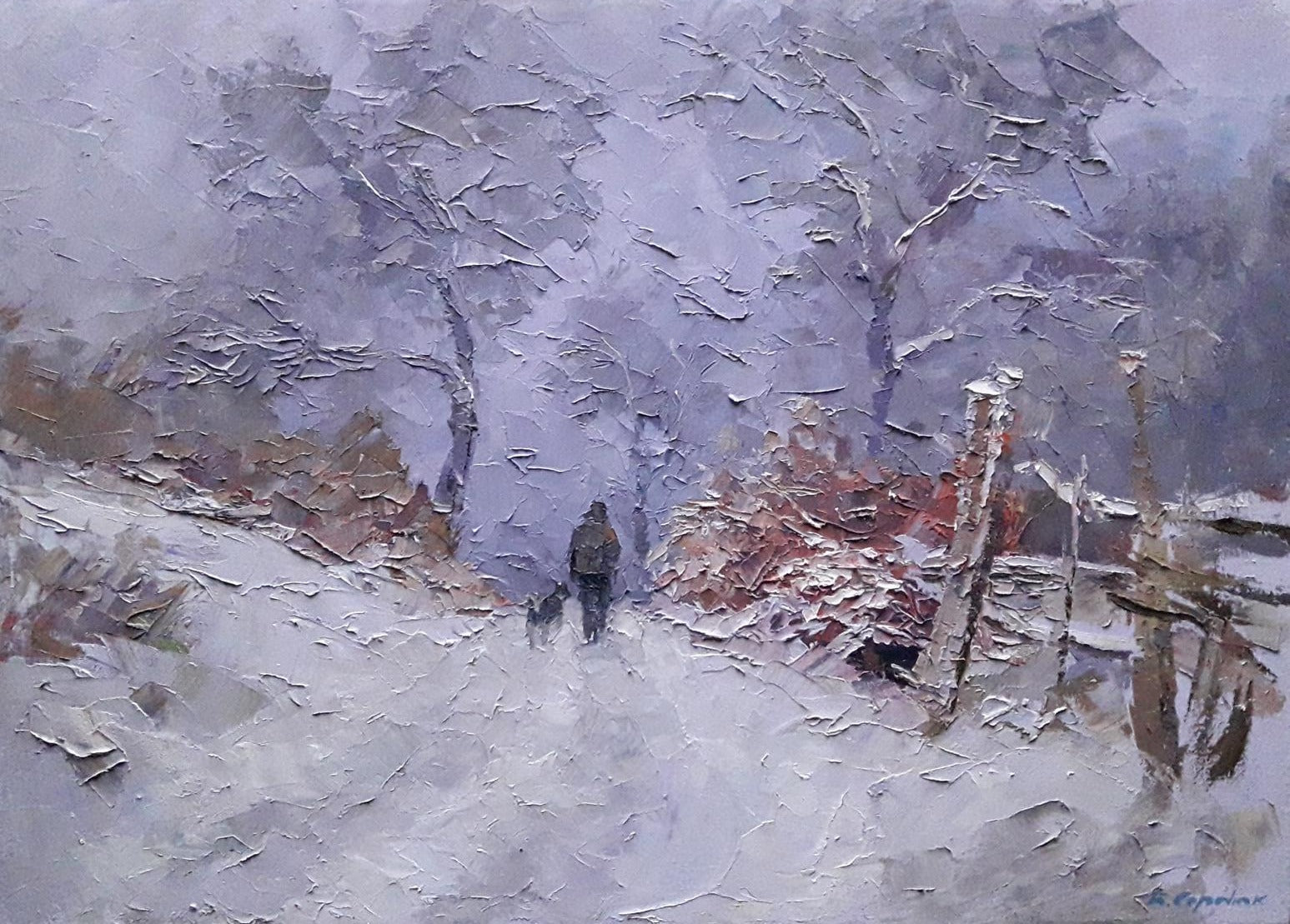 Oil painting Winter in Transcarpathia Serdyuk Boris Petrovich