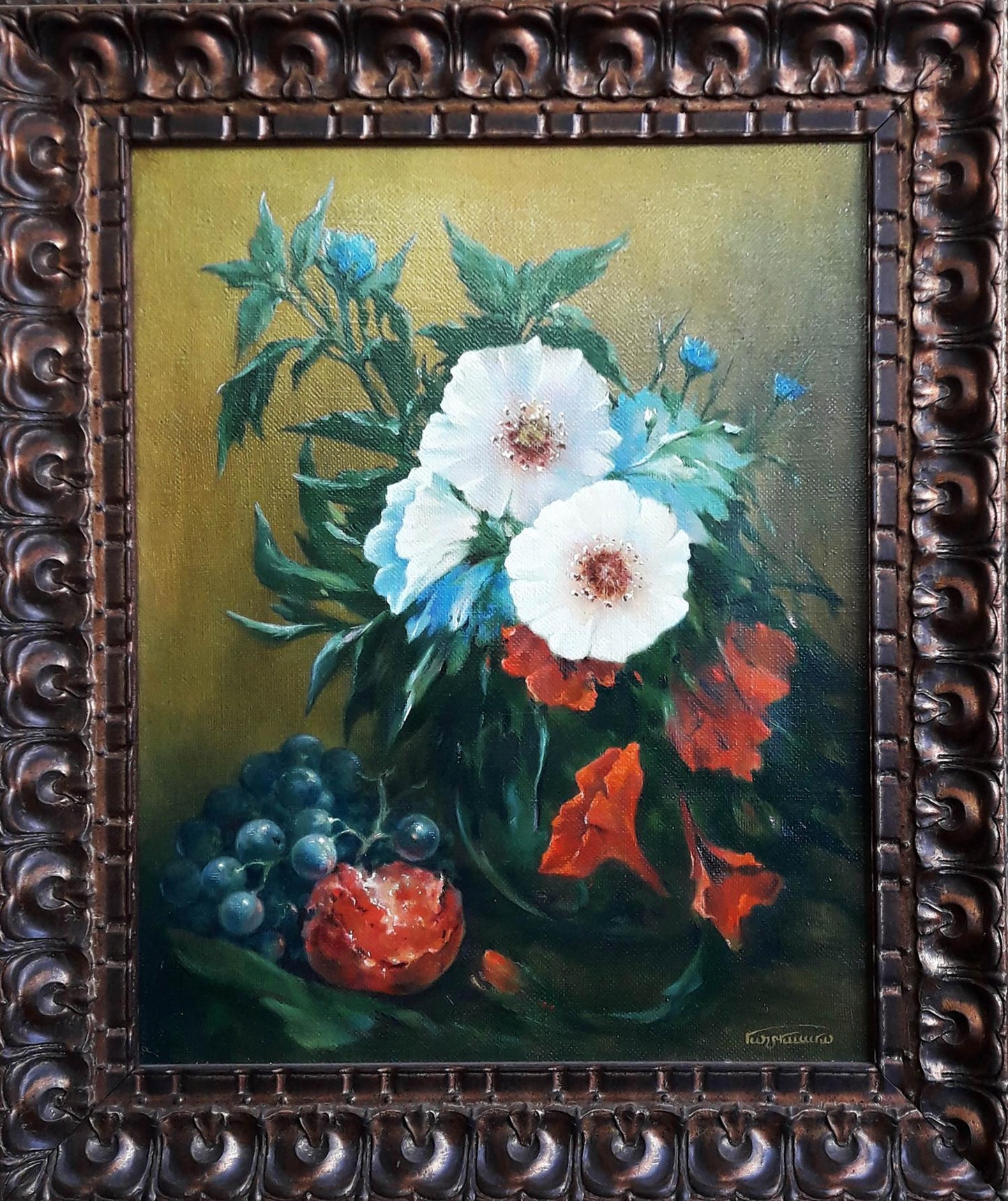 Oil painting Still life with bright flowers Vasily Korkishko