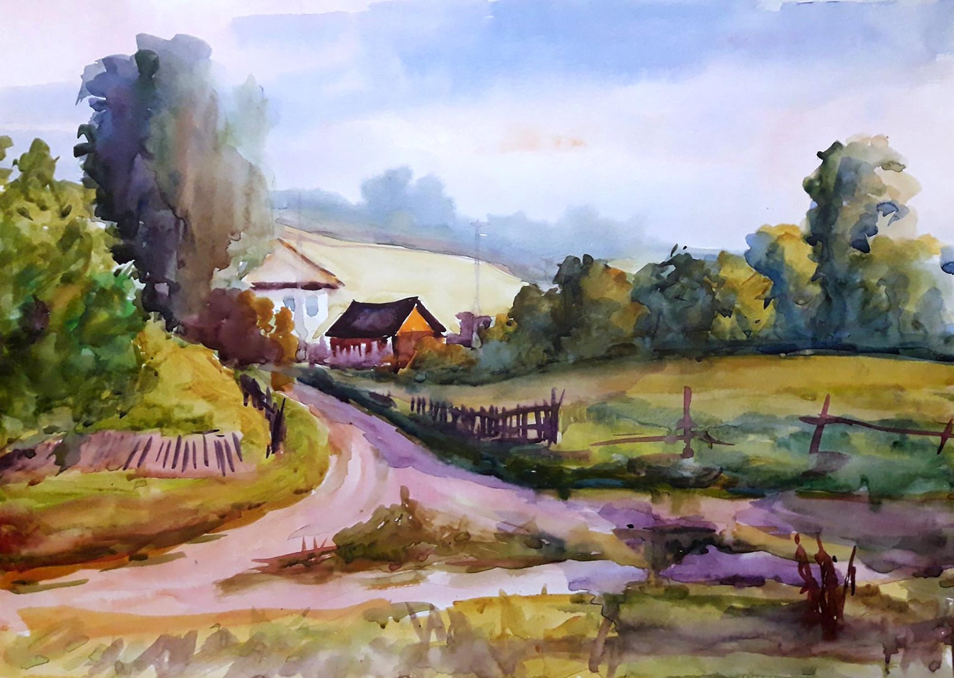 Watercolor painting Dawn Serdyuk Boris Petrovich
