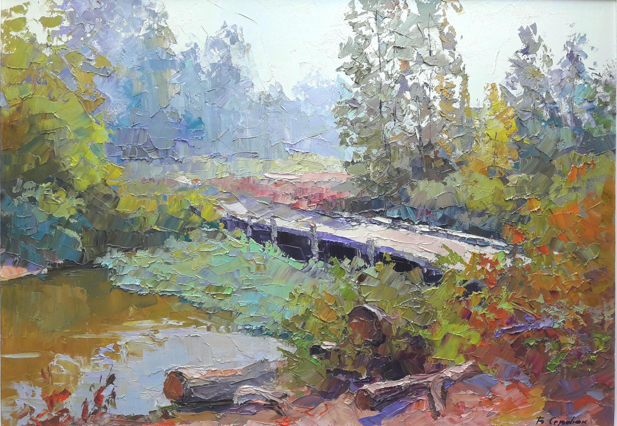 Oil painting Bridge in the forest Serdyuk Boris Petrovich