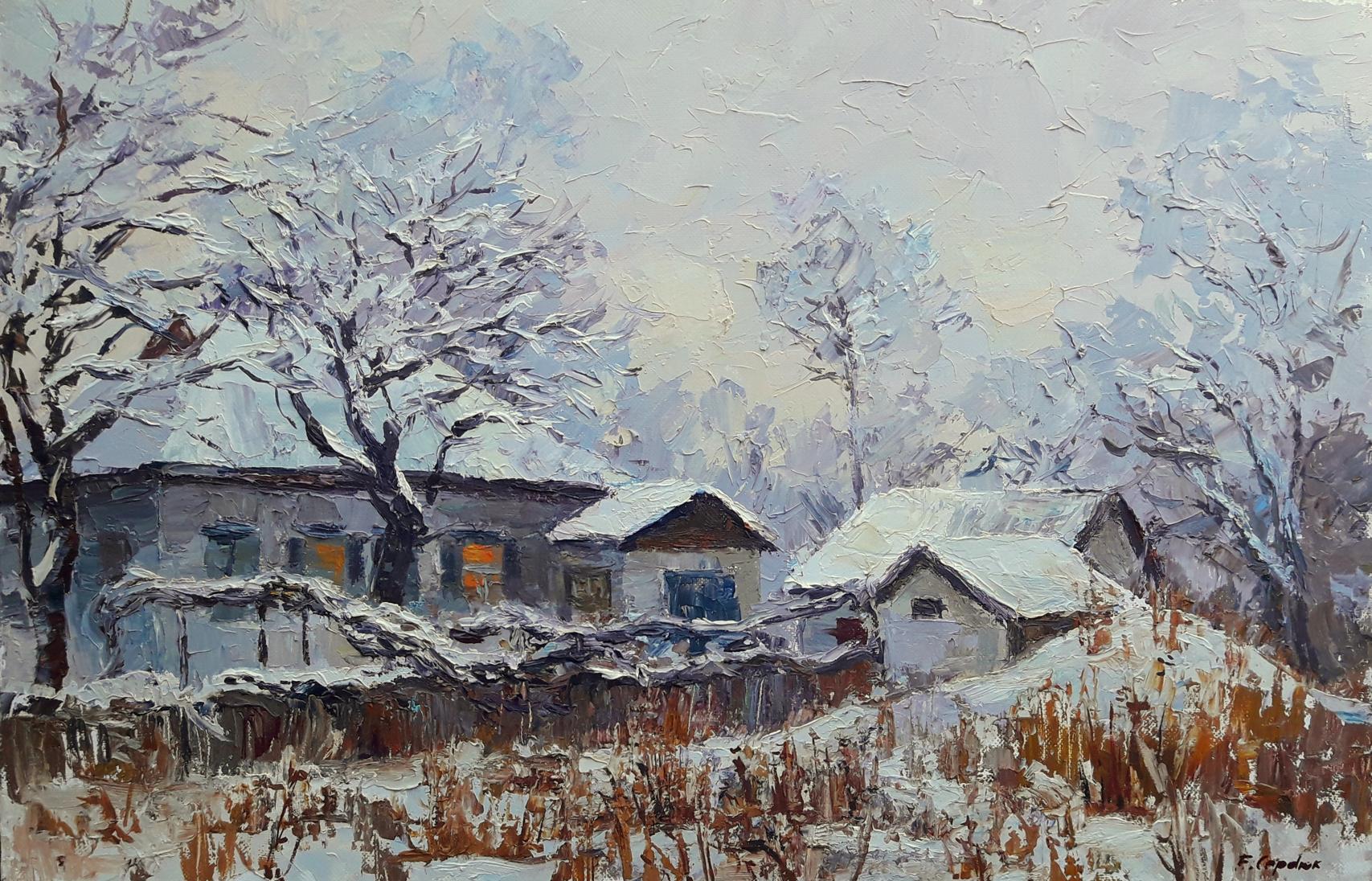 Oil painting Winter evening Serdyuk Boris Petrovich