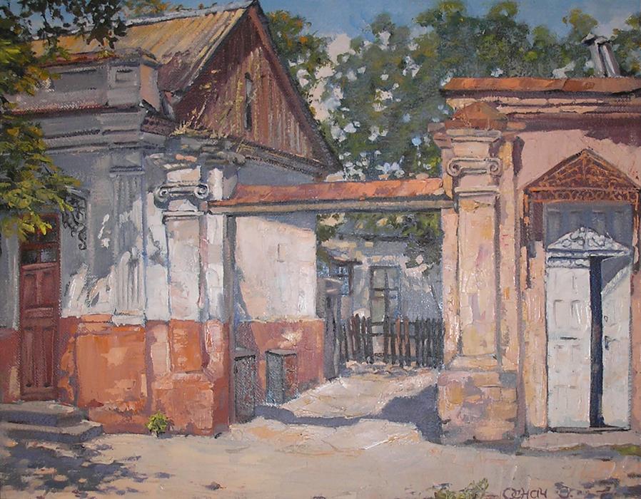 Oil painting Sunny patio Osnach Olesia