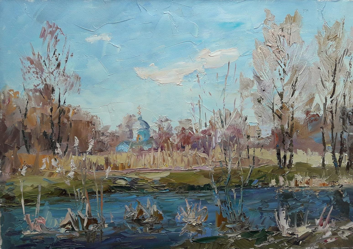 Oil painting River Yezuch Serdyuk Boris Petrovich