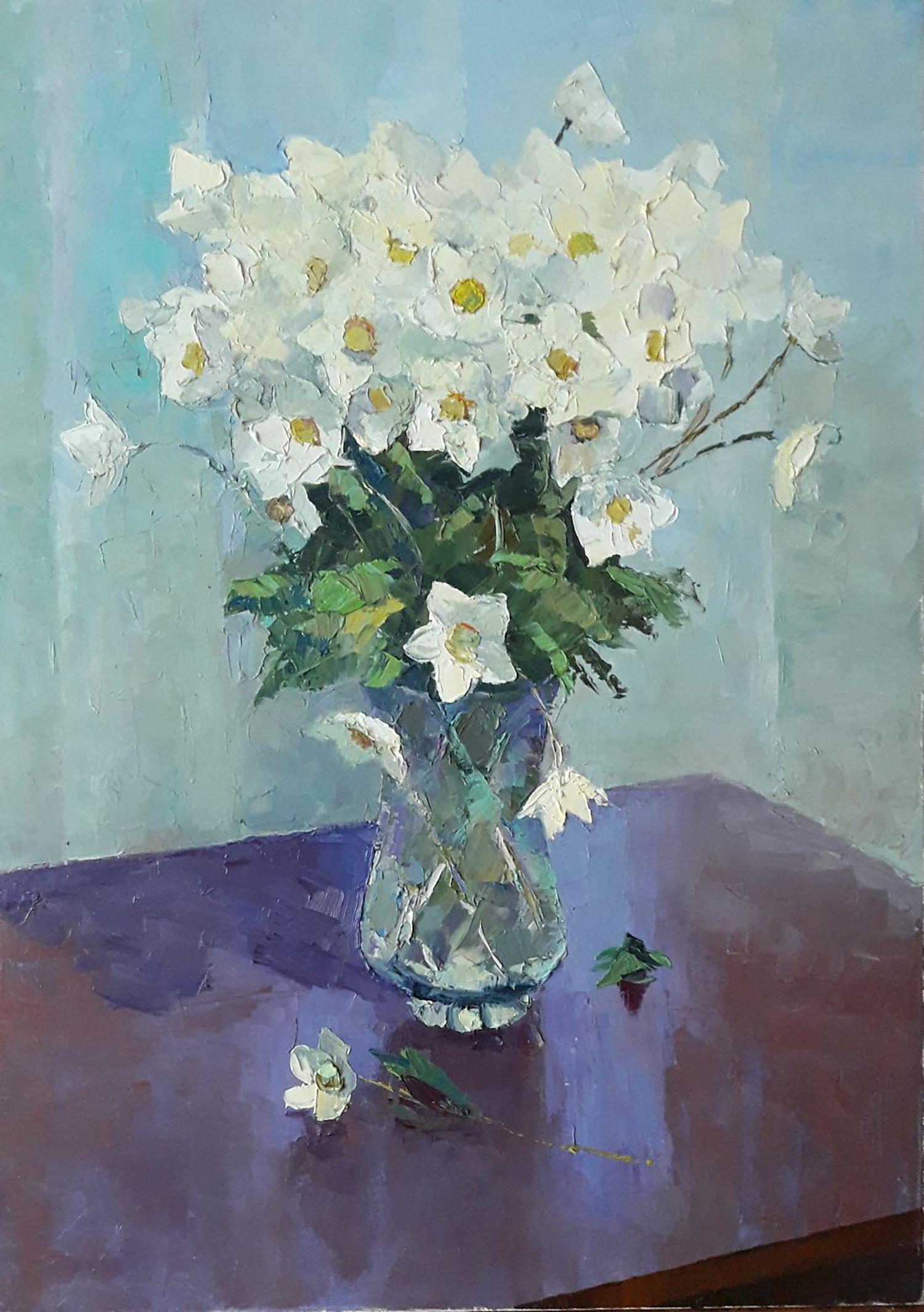 Oil painting White anemone Serdyuk Boris Petrovich