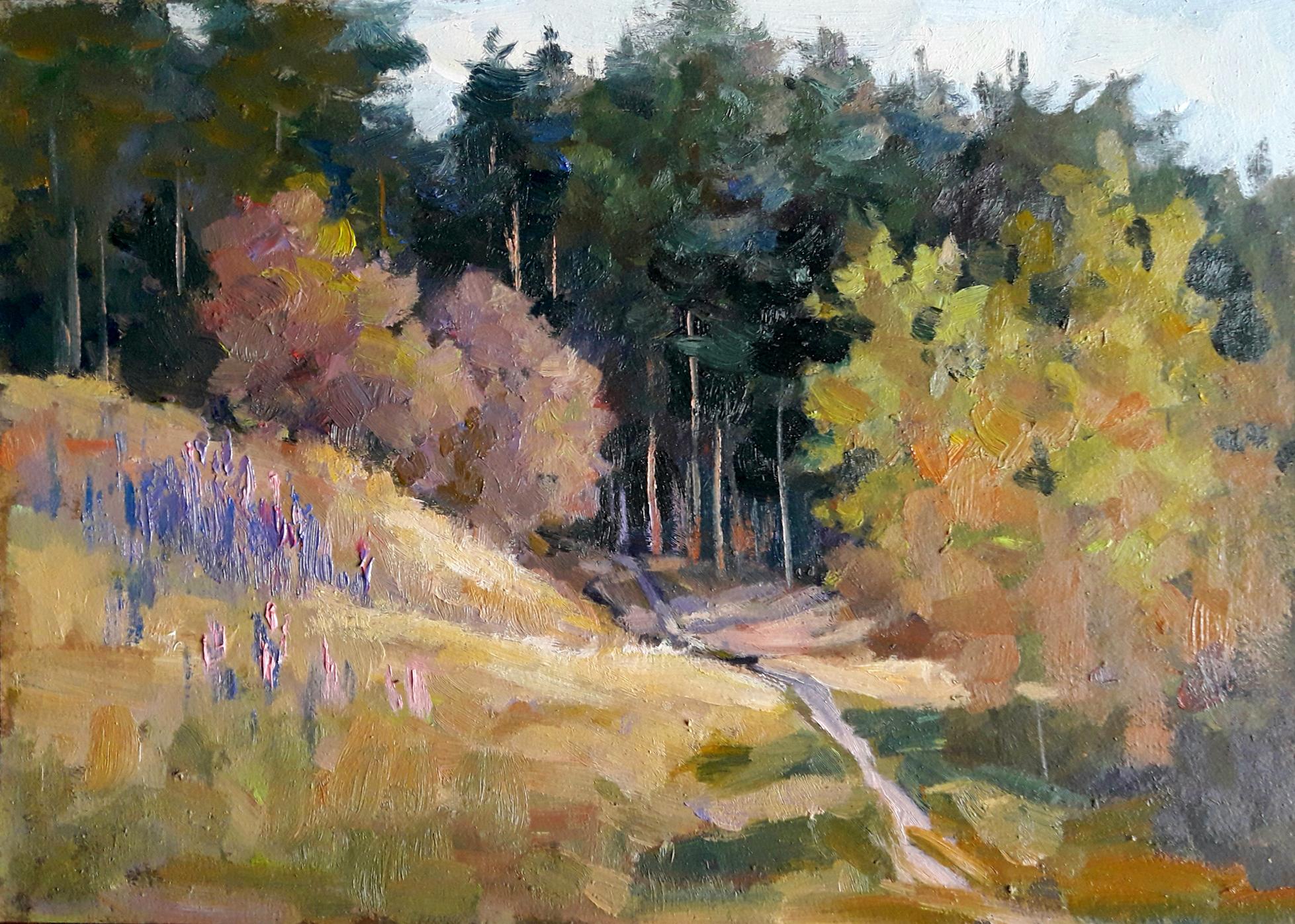 Oil painting Lupine on the edge of the forest Serdyuk Boris Petrovich