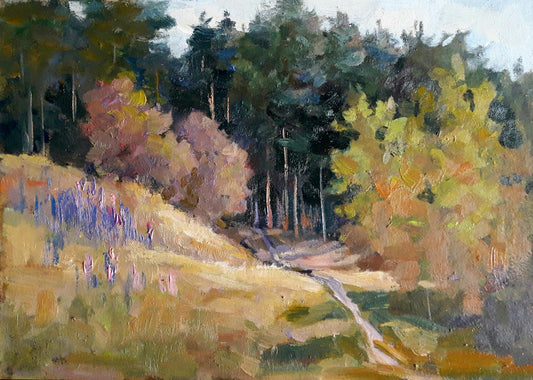 Oil painting Lupine on the edge of the forest Serdyuk Boris Petrovich