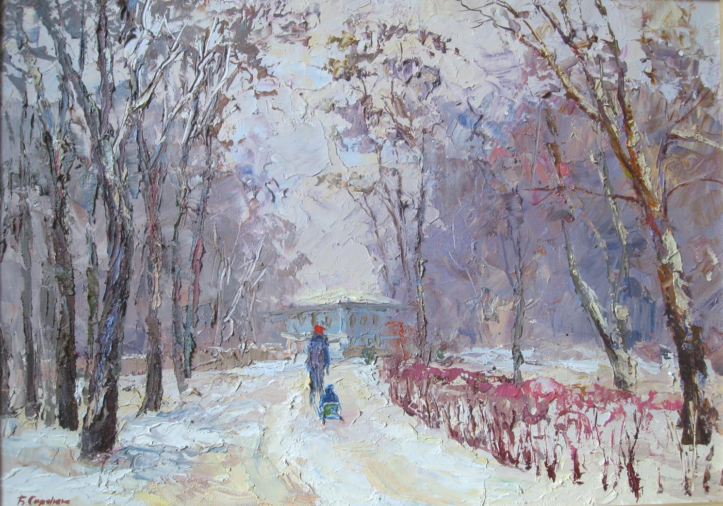 Oil painting Winter walk Serdyuk Boris Petrovich