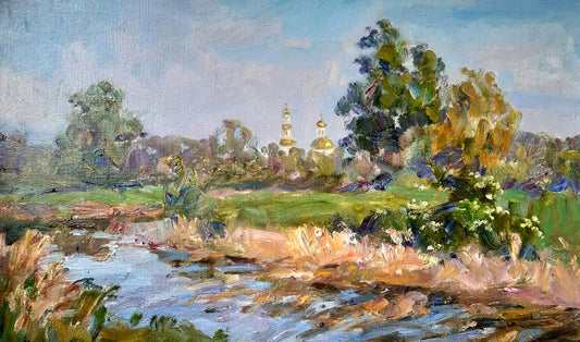 Oil painting A stream outside the city Kovalenko Ivan Mikhailovich