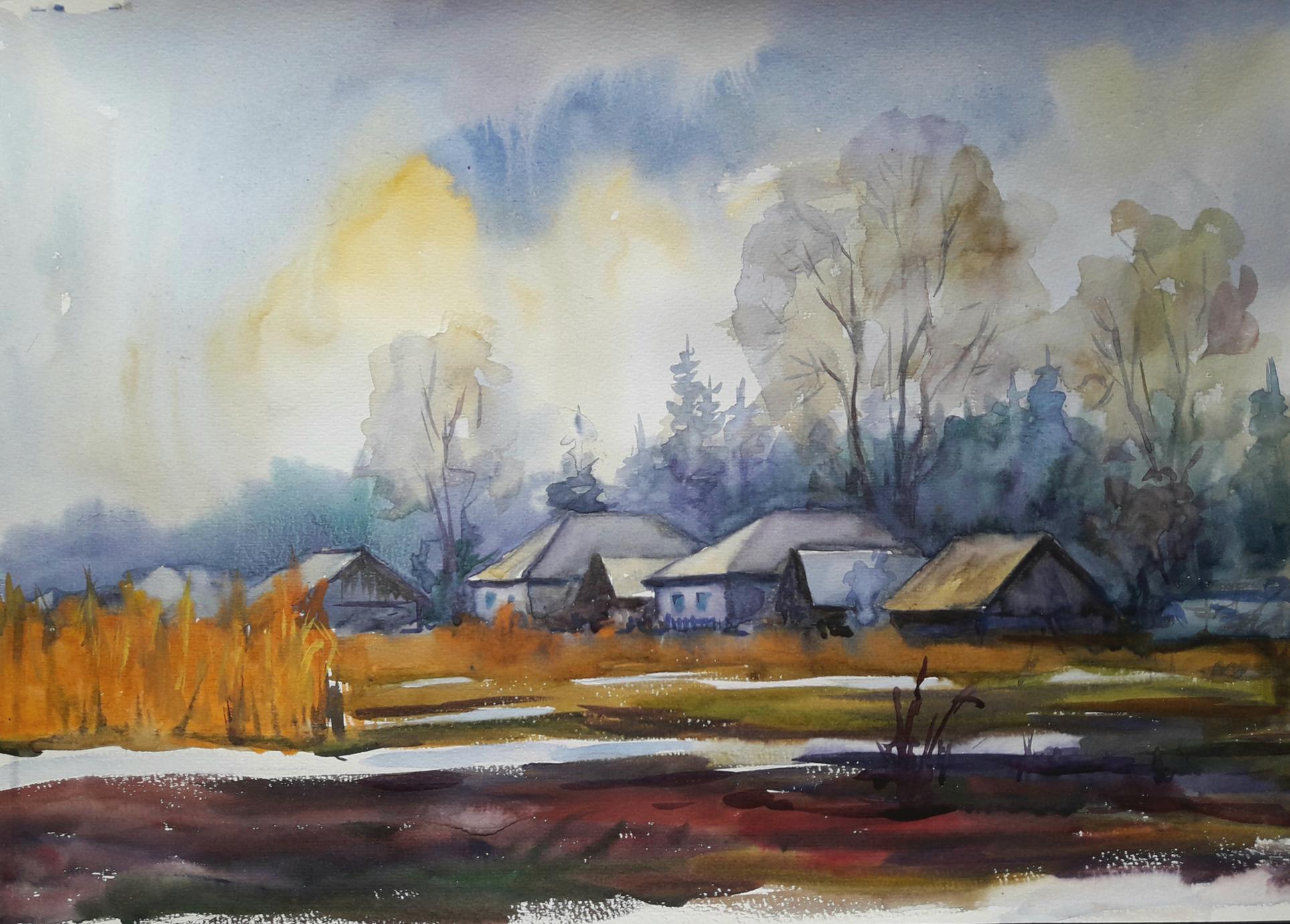 Watercolor painting Last snow Serdyuk Boris Petrovich