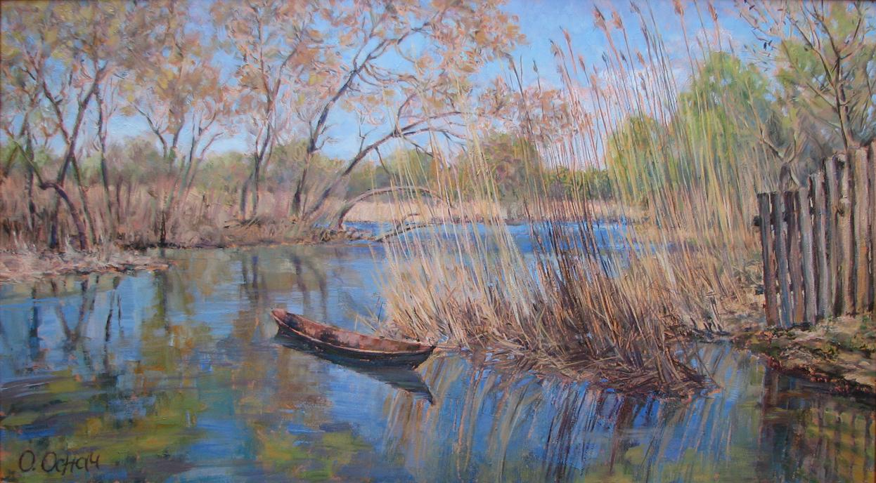 Oil painting Quiet water Osnach Olesia