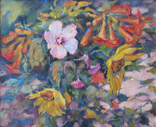 Oil painting August bouquet Osnach Olesia
