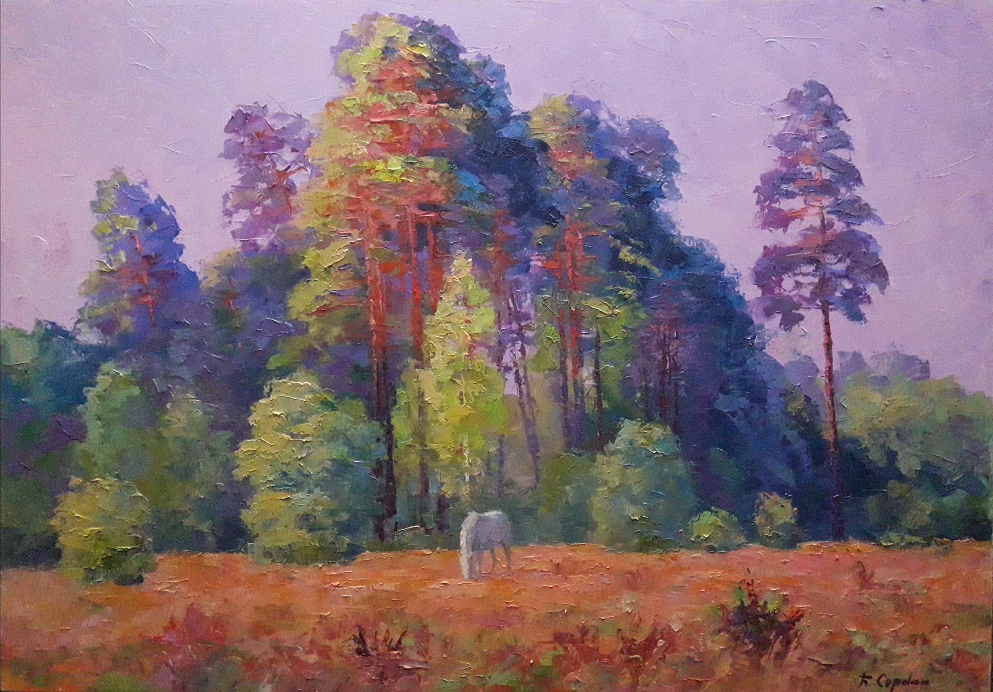 Oil painting White horse Serdyuk Boris Petrovich
