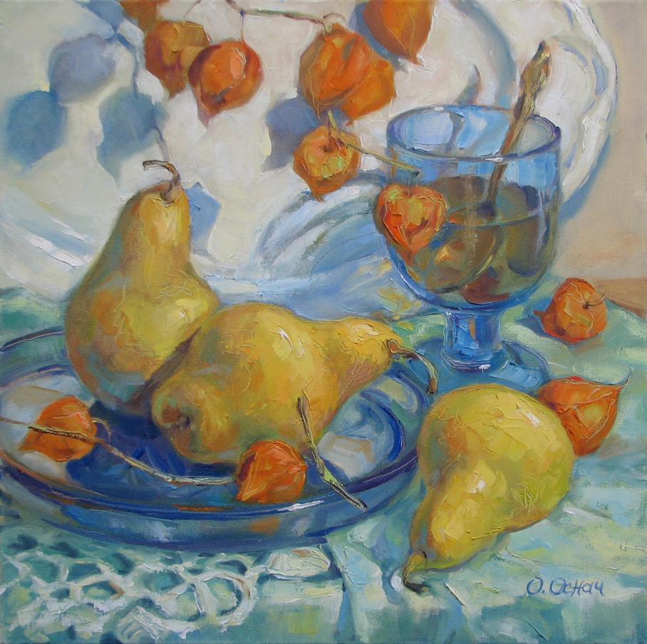 Oil painting Still life with pears