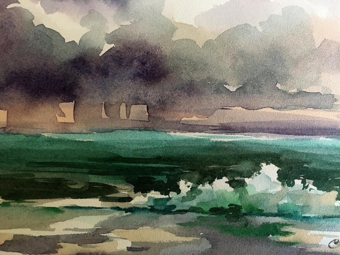 Watercolor painting Black Sea Svetlana Gramm