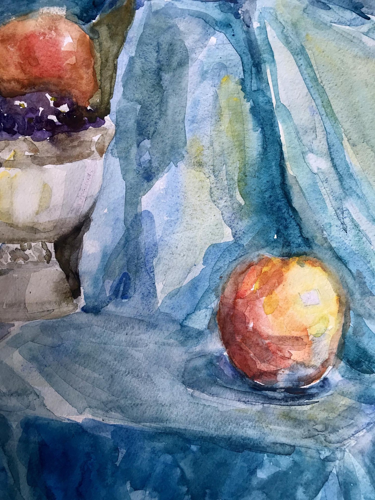 Watercolor painting Grapes in a vase Unknown artist