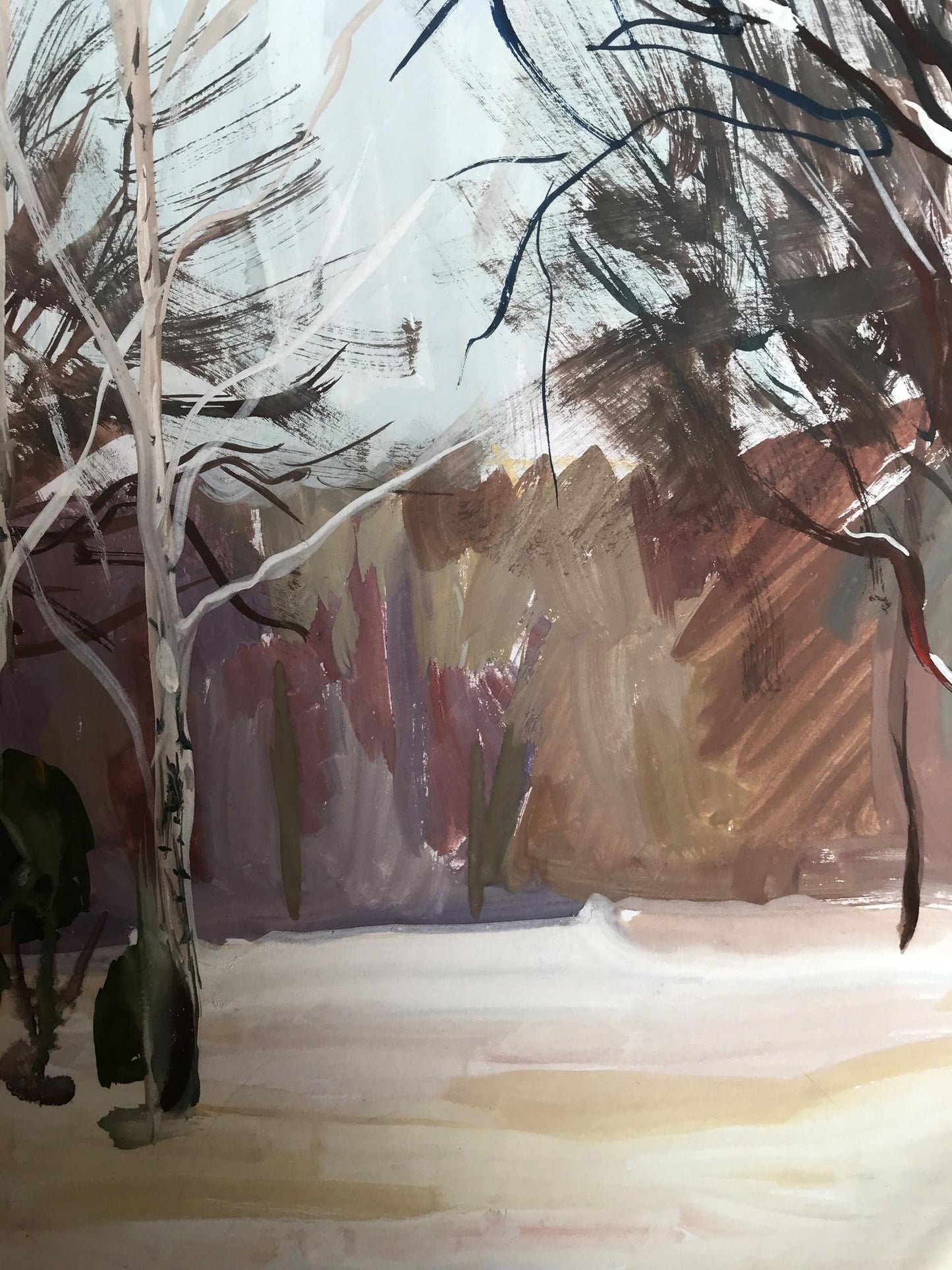 Gouache painting Winter Forest Unknown artist