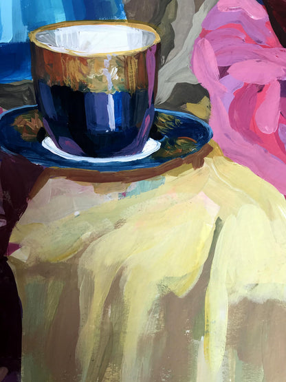 Gouache painting Kettle on the table Unknown artist