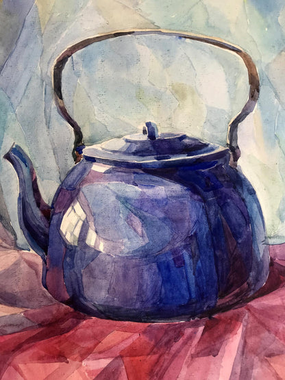 Watercolor painting Ready for tea Unknown artist