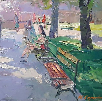 Oil painting City square Boris Serdyuk