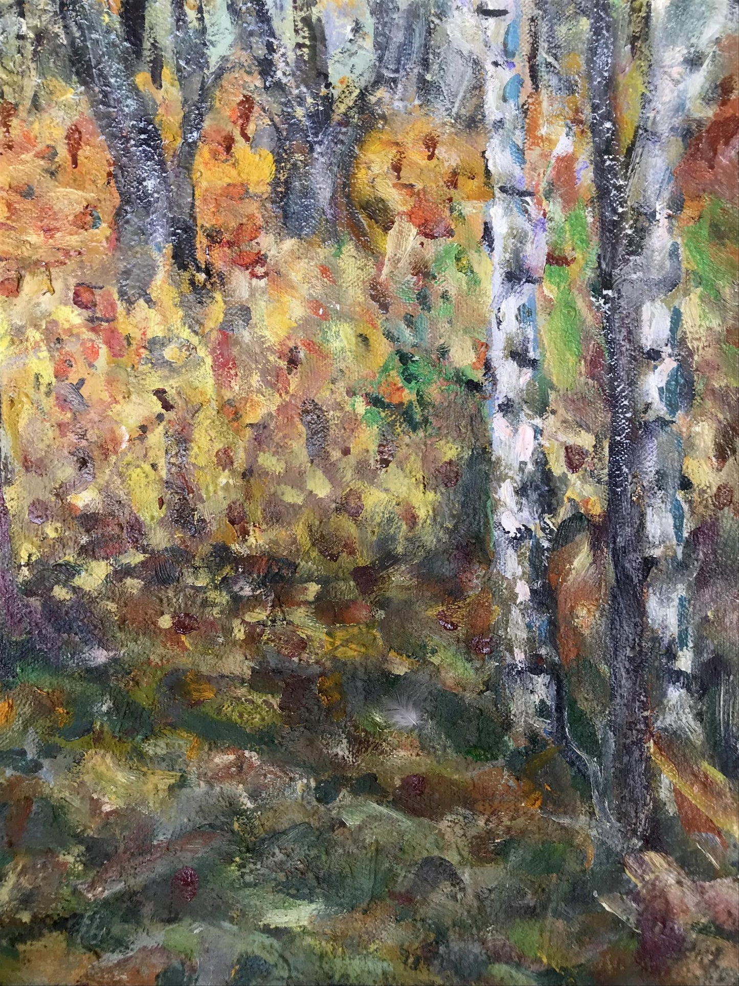An autumn theme depicted in Shapoval Ivan Leontyevich's oil painting
