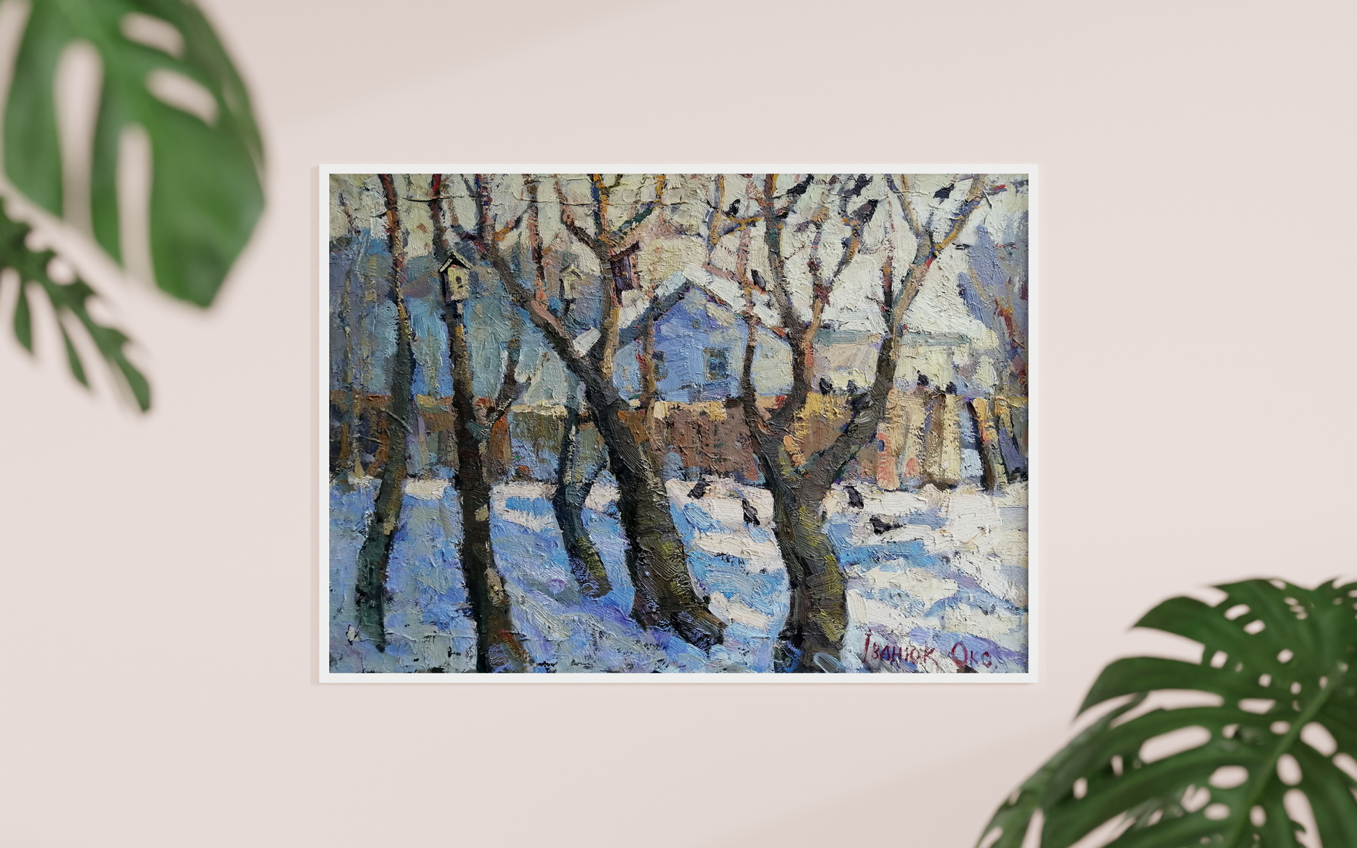 Oil painting snow