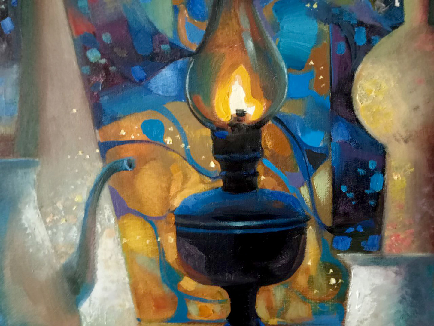 Oil painting Still life with lamp Anatoly Borisovich Tarabanov