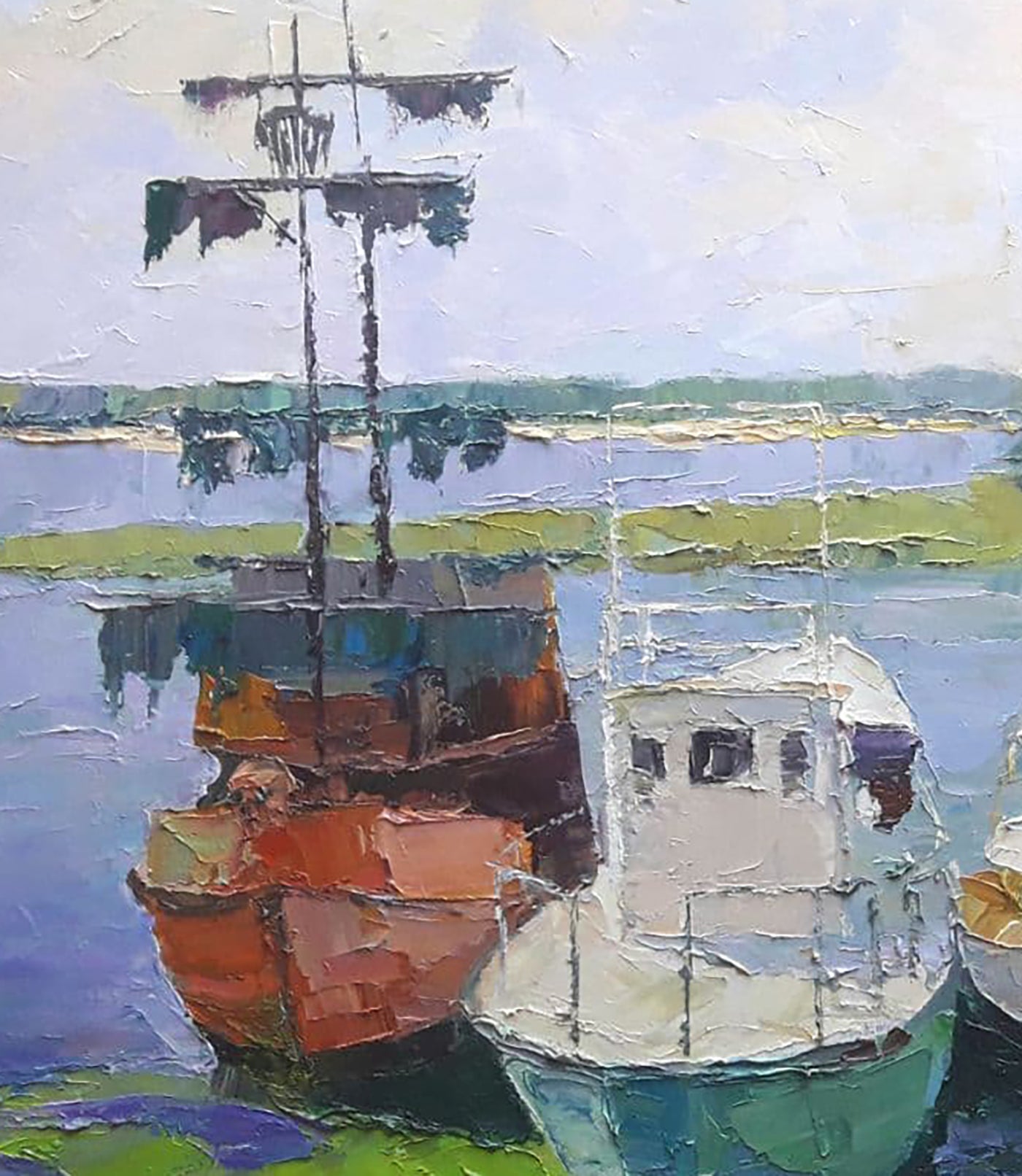 Oil painting Boats on the Dnieper Serdyuk Boris Petrovich №SERB 703