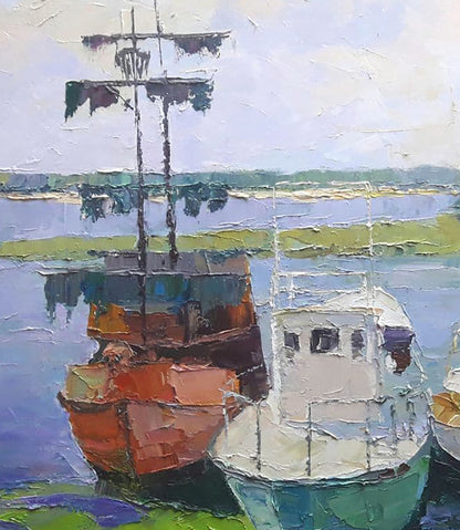 Oil painting Boats on the Dnieper Serdyuk Boris Petrovich №SERB 703